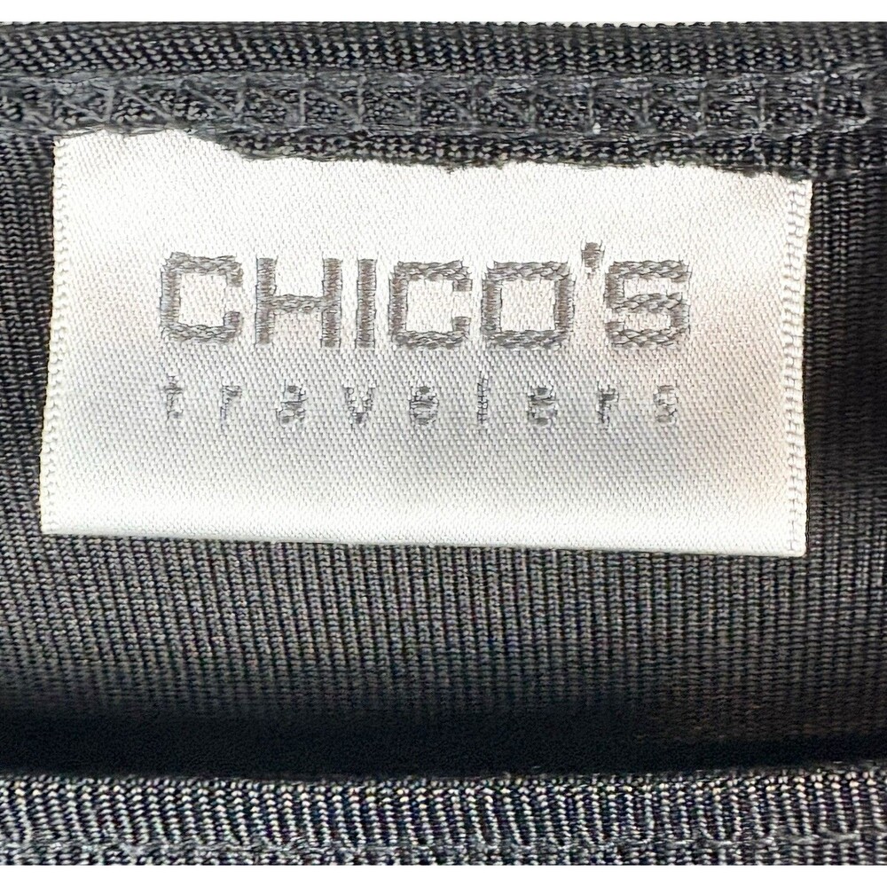 Chicos Travelers Sz 3 Black Tunic Blouse Asymmetrical Lagenlook Office Workwear - Picture 4 of 5
